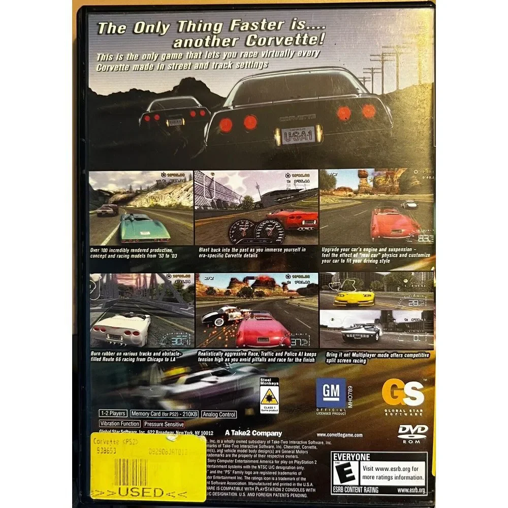 Corvette PlayStation 2 PS2 Game 50th Anniversary Racing Global Star‎ SLUS-20858